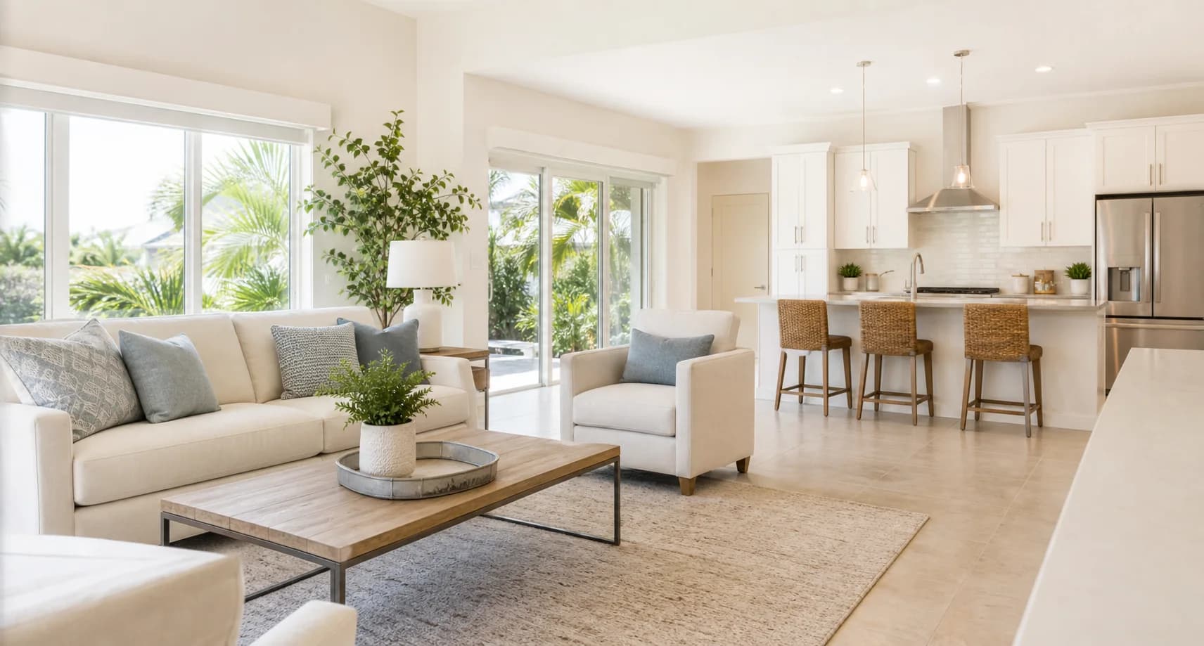 Comfortable living area with warm natural light