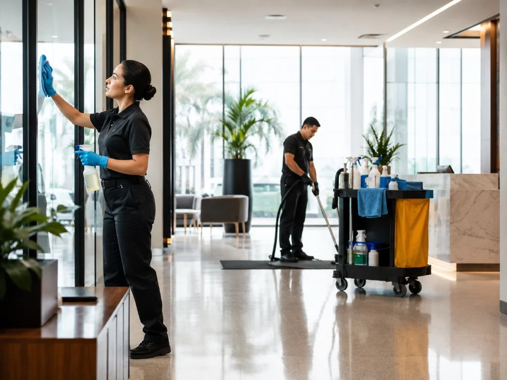 Professional cleaning in a commercial space